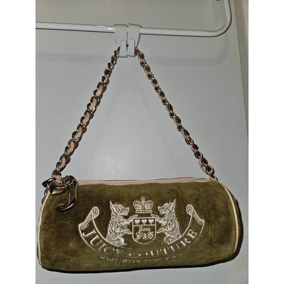 Rare Y2K Juicy Couture Green & Pink Velour Barrel Purse, Authentic - Picture 6 of 15